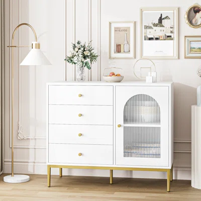 37.7'' Wide 4 Drawer Sideboard with 1 Door, White