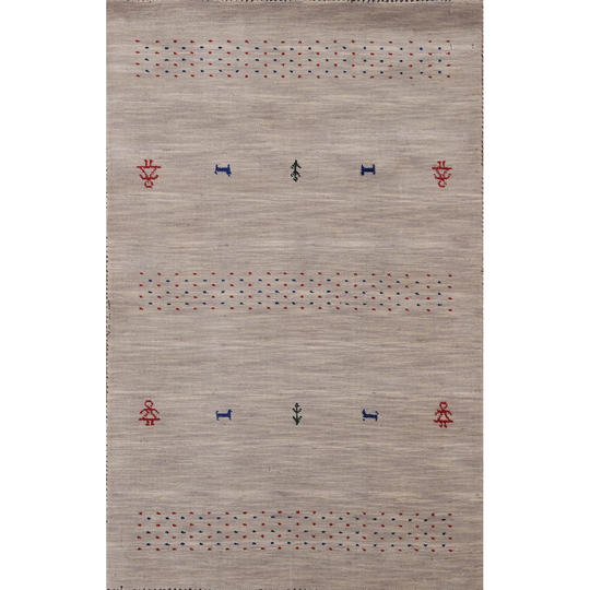 Multi-Color Tribal Gabbeh Indian Rug Handmade Wool Carpet - 3'2" x 5'1"