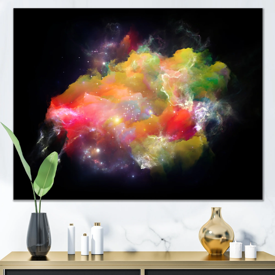 Designart 'Colorful Nebula Cosmic Flower' Modern Floral Canvas Wall Decor
