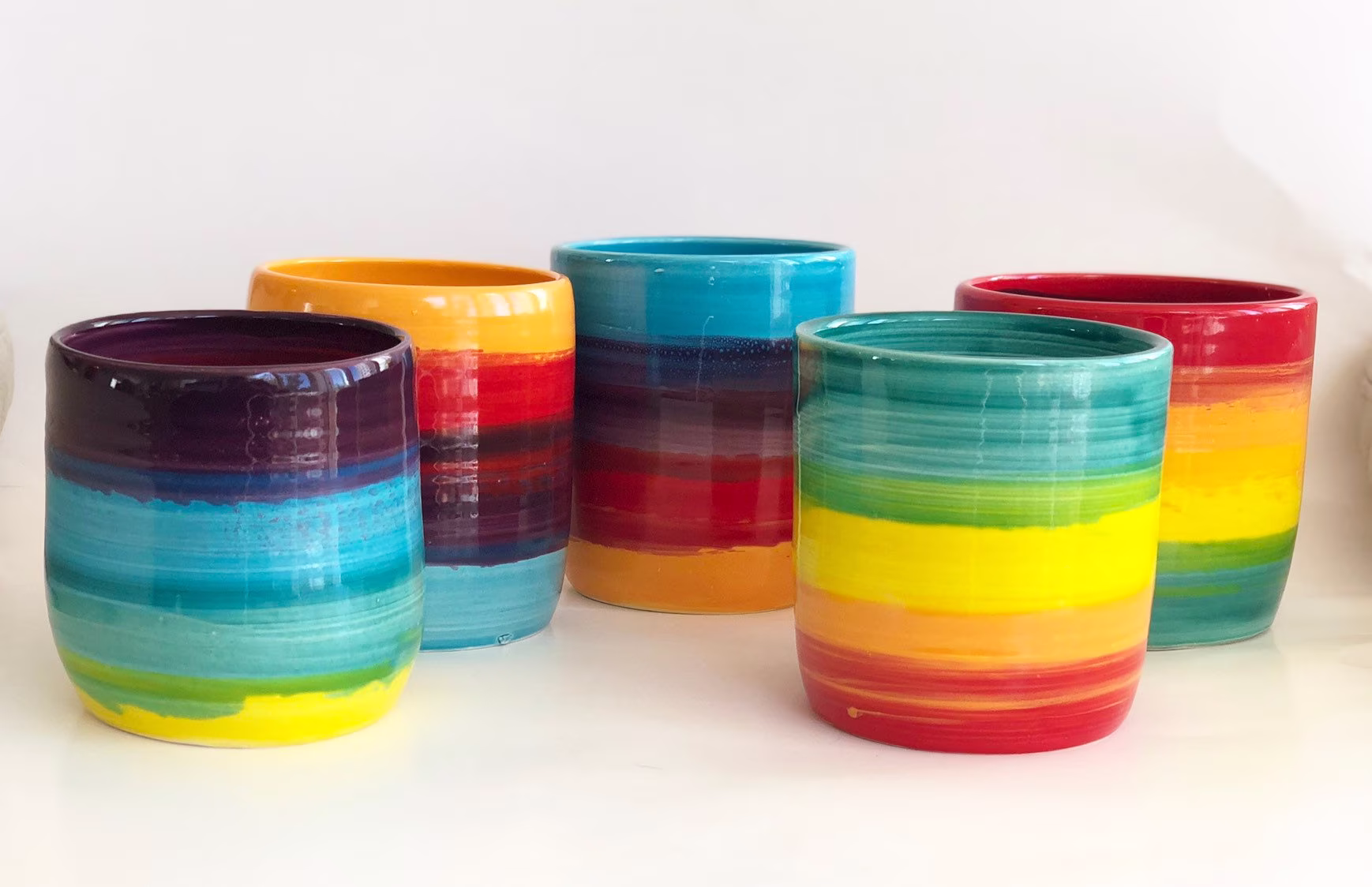 Pencil Cup, Ceramic Holder, Rainbow Pottery, Cup Pen Home Office Organizer, Flatware Lgbtq Gift