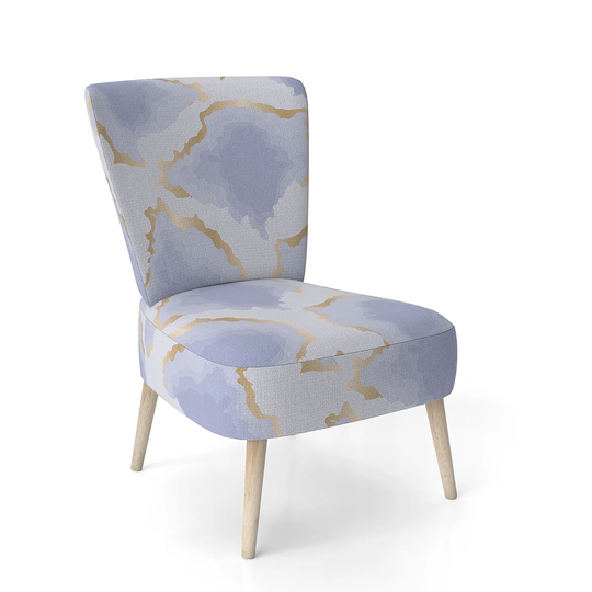 Designart 'Pastel Blue and Gold Abstract Shapes Pattern' Upholstered Mid-Century Accent Chair