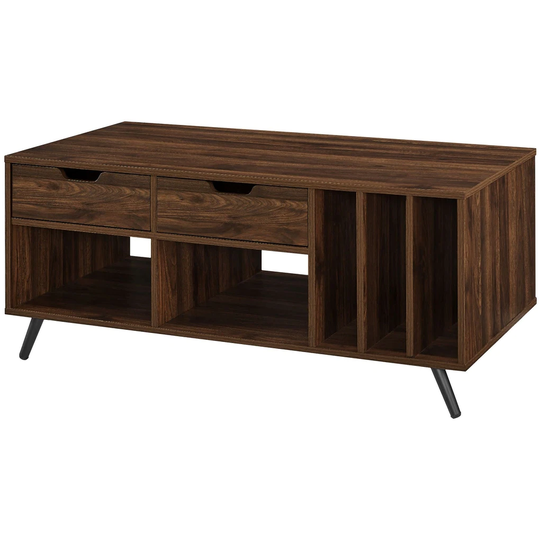 Delacora WE-BDF44MOL2DR Contemporary Modern 44" W 2-Drawer Storage - Dark Walnut