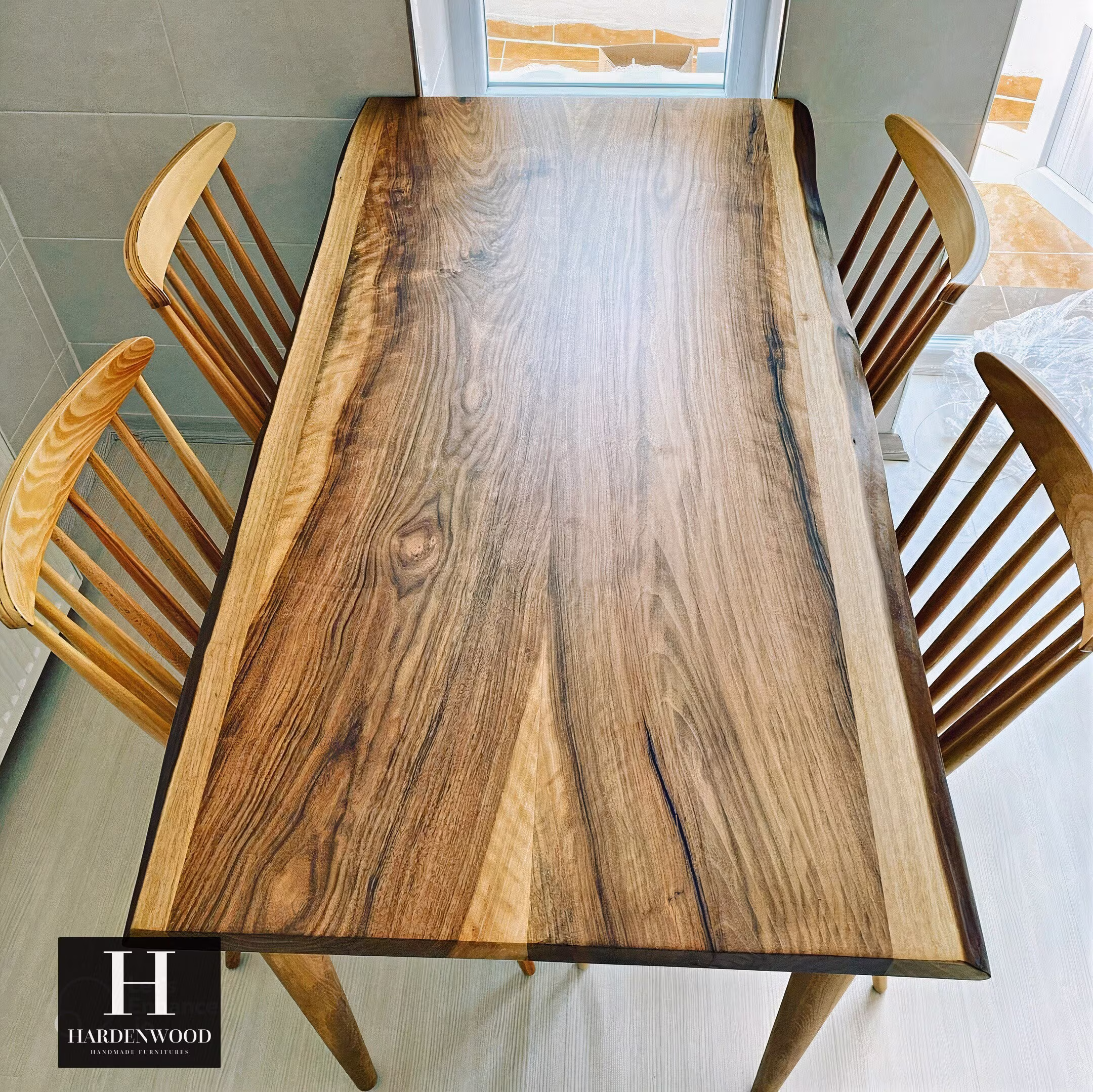 Custom Live Edge Dining Table | Solid Walnut Kitchen Room Furniture Dine Farmhouse