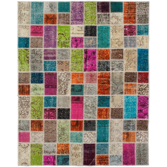 ECARPETGALLERY Hand-knotted Color Transition Patchwork Multi Wool Rug - 4'10 x 6'7
