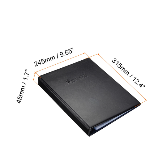 PU Leather Business Card Holder Binder Book File Sleeve 600 Pockets - Black