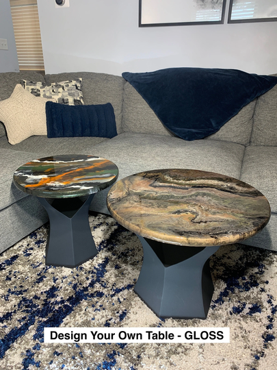 Custom Epoxy Table - Build Your Own 18" Or 24" Round Table Choose Colors Design Legs Gloss Finish