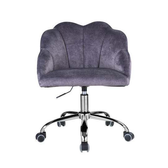 Rowse Office Chair in Dark Gray Velvet Chrome Finish