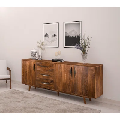 Croftshire 83'' Wide 3 Drawer Mango Solid Wood Sideboard