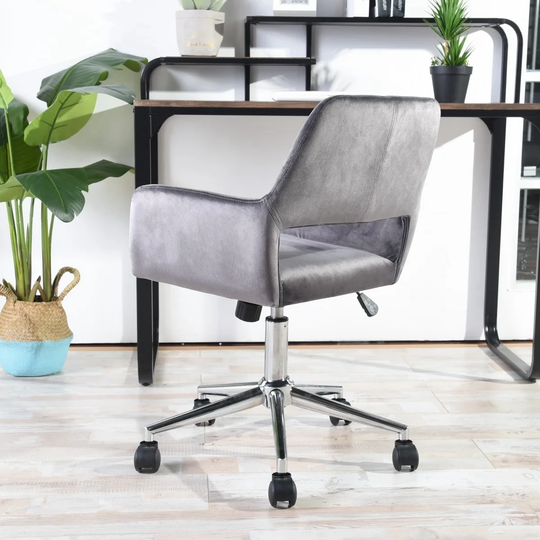 Velvet Upholstered Adjustable Swivel Office Chair
