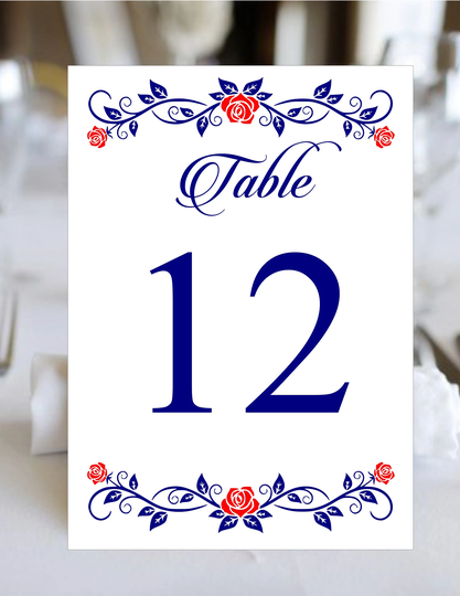 Table Numbers Rose Filigree Wedding | Seating Cards Item Tn-619-9 Lovebirdslane