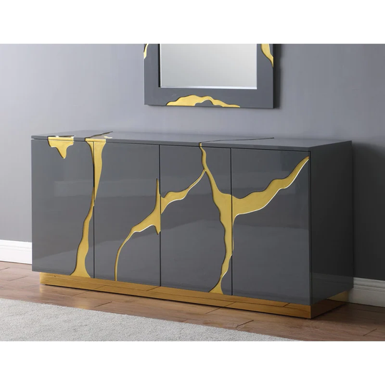 Best Master Furniture 66-Inch Lacquer 4-Door Sideboard