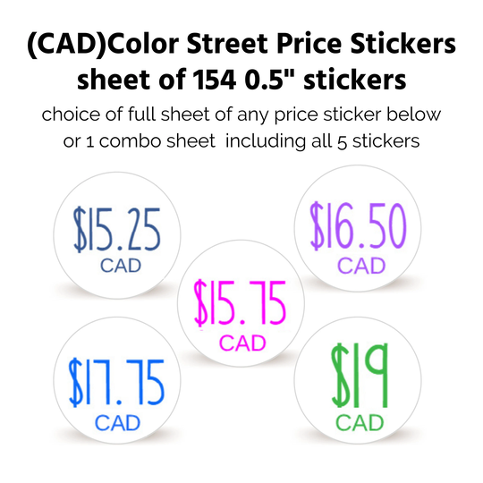 Canadian Prices Color Street Price Stickers | Product Labels For Vendor Events, Fairs, & Nail Bars Cad New Included