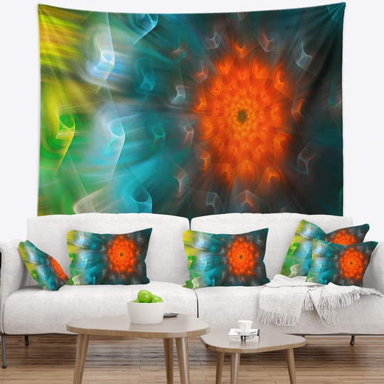 Designart 'Multi Color Fractal Petals Dandelion' Floral Wall Tapestry