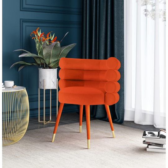 Modrest Otero Modern Orange & Gold Velvet Accent Chair