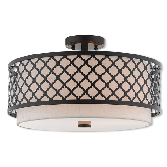 Livex Lighting Arabesque 3 Light Bronze Indoor Flush Mount