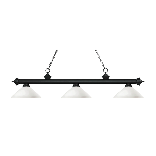 Avery Home Lighting Riviera Matte Black 3-light Island/Billiard Angle Matte Opal-finished Light - Matte Black