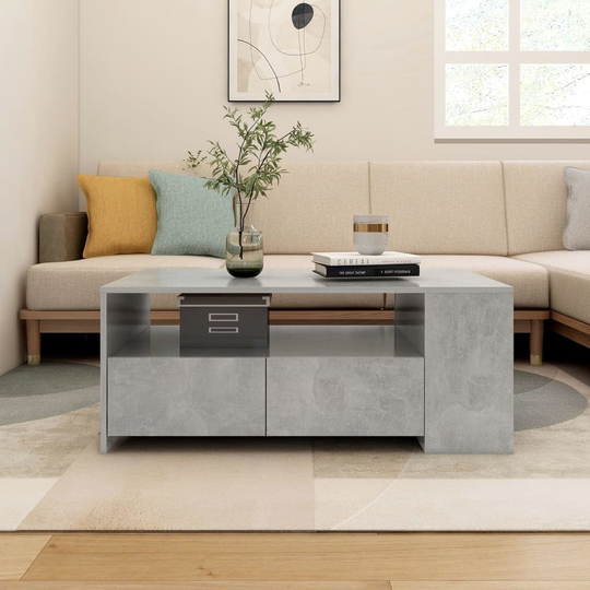 Coffee Table Concrete Gray 40.2"x21.7"x16.5" Engineered Wood