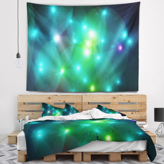 Designart 'Multi Color Fractal Lights in Fog' Abstract Wall Tapestry