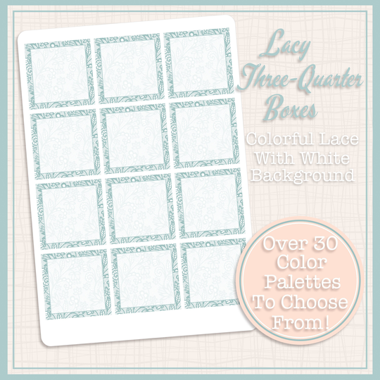 Colorful Lace | Three-Quarter Box Stickers Lacy Frame 12 Total