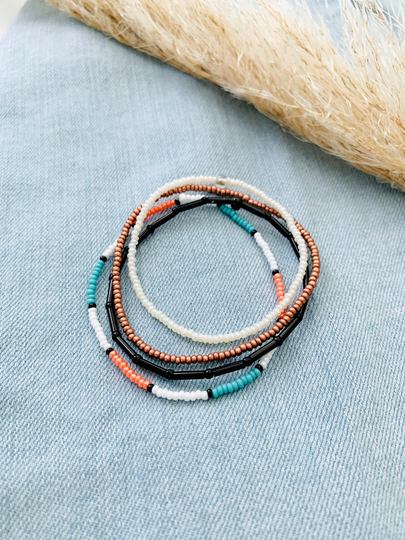 stretch Bracelet Set, Seed Bead Bracelet, Minimalist Beaded Beachy Dainty For Women, Small
