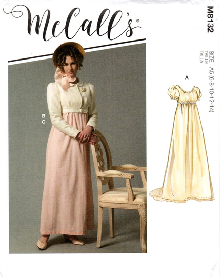 Mccall's 8132 Regency Empire Gown & Jacket Costume Pattern Choose Size