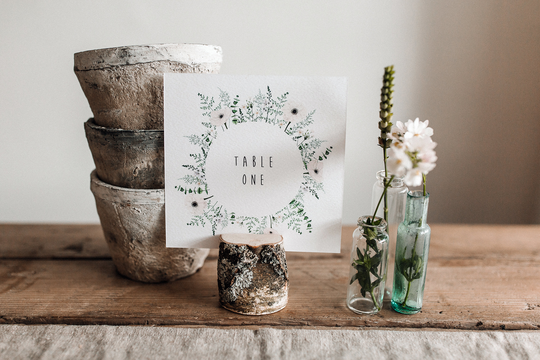 Custom Wedding Table Numbers & Names | Rustic Floral Signs Botanical Watercolour Greenery