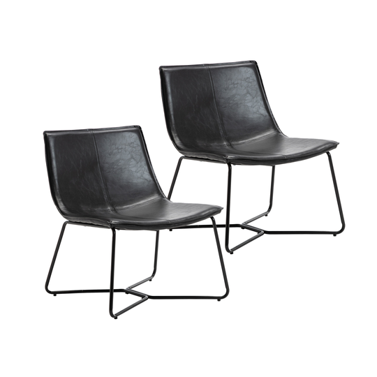 Porthos Home Cole Accent Chairs Set of 2, PU Leather, Cross Sled Legs