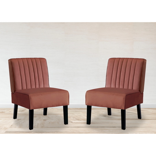 Barnes Velvet Stripe Back Accent Chair Set of 2