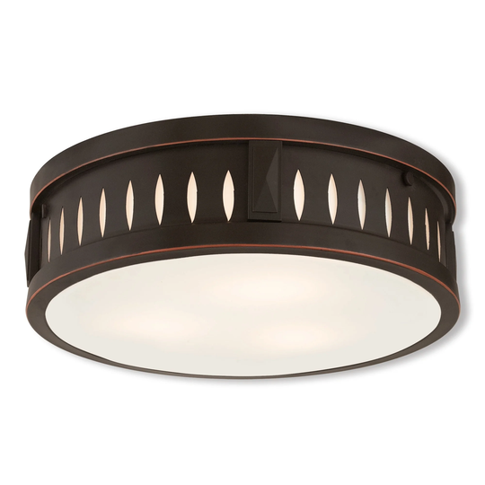 Livex Lighting Vista 3-Light Olde Bronze Ceiling Mount - Olde Bronze - 14"Dia. x 4"H