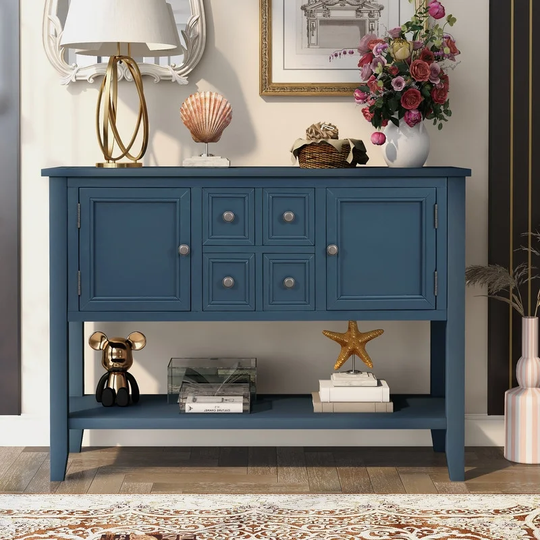 Dining Side Table Buffet Sideboard Console Table w/ Shelf,Blue