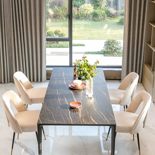 Velvet Modern Dining Chairs Set of 2, Upholstered Dining Side Chairs with Metal Legs, Nailhead Trim, Modern Dining Chairs - N/A