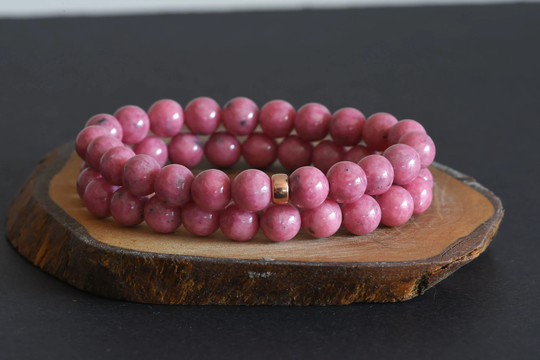 Aaa Rhodonite Bracelet, Natural 8mm Gemstones Stretch Bracelet