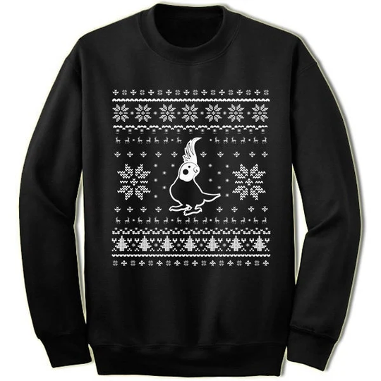 Cockatiel Christmas Sweater Sweatshirt. Ugly Xmas Sweater. Bird Owner