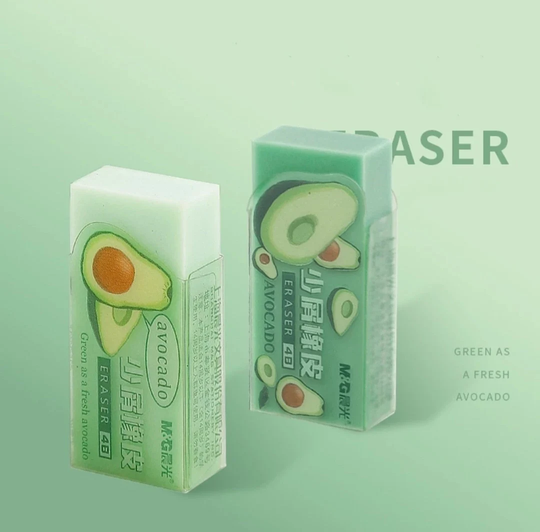 1Pc Avocado Pencil Eraser, Fruit Rubber Student Gift, Kawaii Stationery