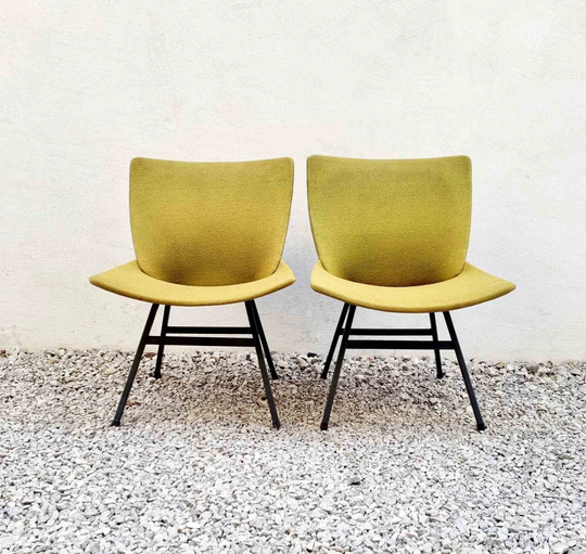 Pair Of Mid Century Modern Lounge Chairs/Model Lupina Green Shell Living Room Design Niko Kralj Stol Kamnik 1960 "60S