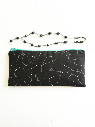 Constellation Zipper Pouch, Minimalist Zodiac Gift For Her, Starry Night Print, Personalized Pencil Womens Astronomy Organizer Bag