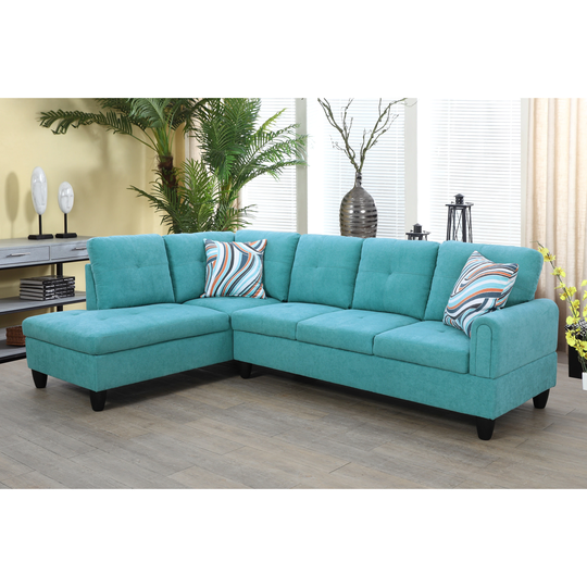 2-Pieces Sectional Sofa & Chaise,Green,Flannelette(09703A-2)