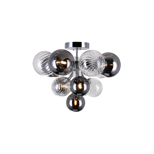 6 Light Flush Mount with Chrome Finish