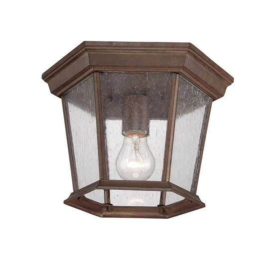 Dover 1-Light Burled Walnut Outdoor Ceiling Mount Fixture