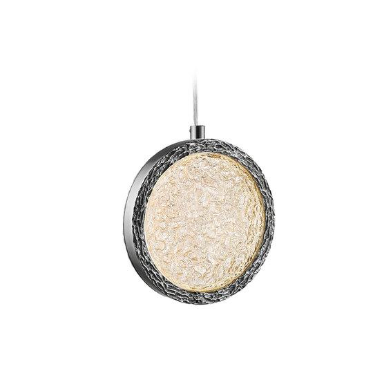 Avenue Lighting Bottega Collection polished nickel solid brass and beveled glass LED round pendant. - 13