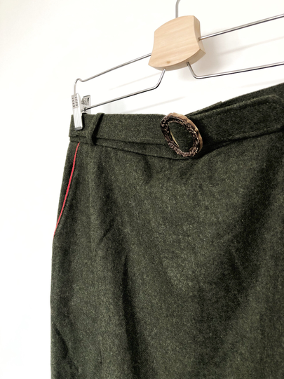 Vintage Lined Forest Green Skirt High Waisted Winter Wool Blend Midi Pencil Skirts Fully Pocketed Size M L 44 Alpen Trachten