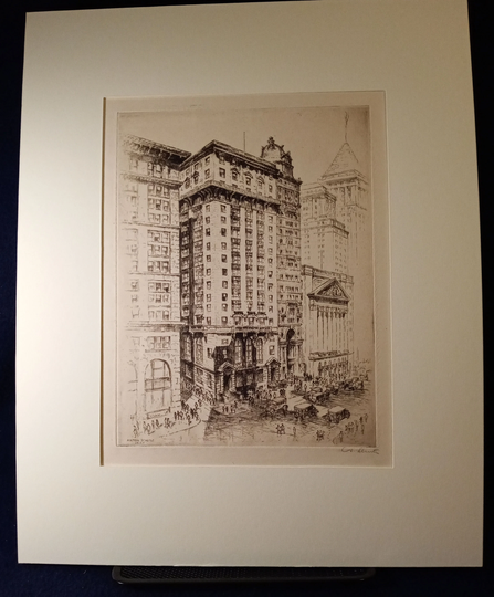 Anton Schutz | German/American 1884-1979 "stock Exchange", Drypoint, 1929, Pencil Signed. | Free Shipping