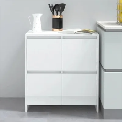Sideboard High Gloss White 27.6"x16.1"x29.5" Chipboard