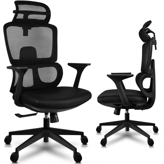 Ergonomic Office Chair with Lumbar Support, Adjustable Executive Desk Armchair with Tall Back Mesh & Headrest