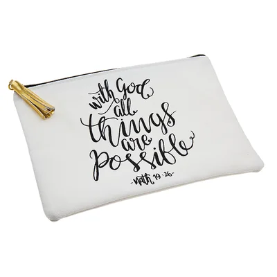 With God All Things Are Possible Canvas Pencil Case Supply Holder