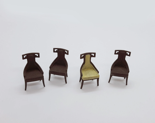 148 Scale 1920's Fancy Eared Chairs Set X4 | Unpainted Resin