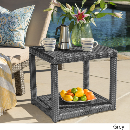 Boracay Outdoor Square Wicker Accent Table by Christopher Knight Home