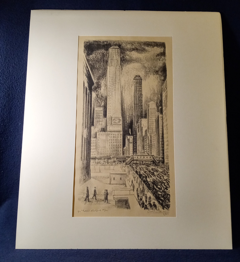 Adriaan Lubbers | Dutch 1892-1954 "42nd Street - Nyc" Lithograph 1944, Signed in Pencil, | Free Shipping
