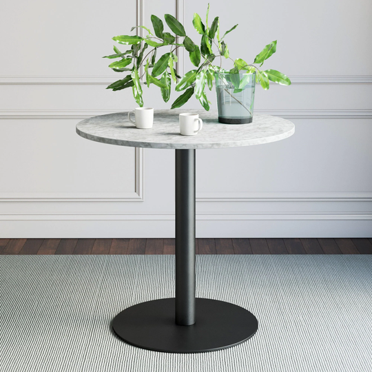 Nathan James Lucy White Faux Marble Table Top Black Base Dining Table