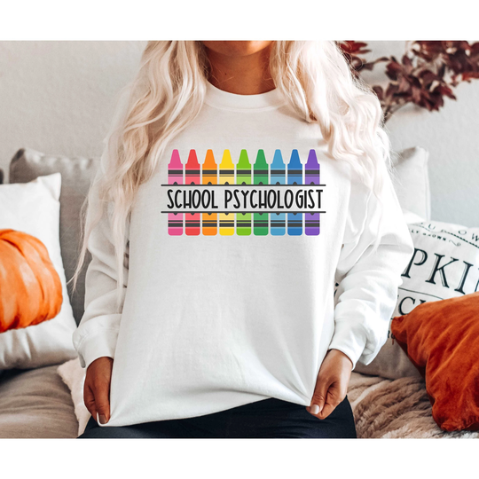 School Psychologist Shirt, Psych Leopard Rainbow Gift For Psychologist, Retro, Crayon, Pencil Shirt